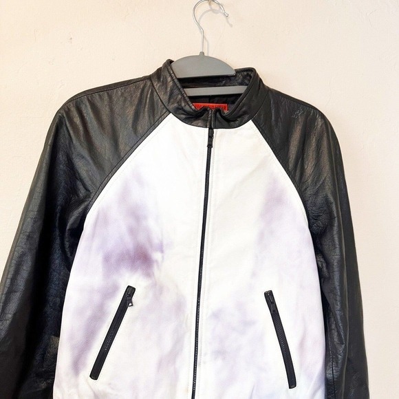 Alice + Olivia Women size Small Cow Leather Moto Zip Jacket - Picture 3 of 8